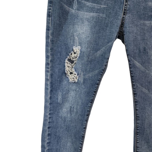 UBU Vintage High-Rise Cropped Jeans Whiskered Distressed Size 32 Tag - Picture 6 of 11